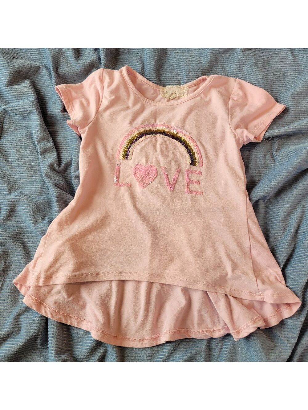 Girl's top with LOVE and Rainbow Design sequins